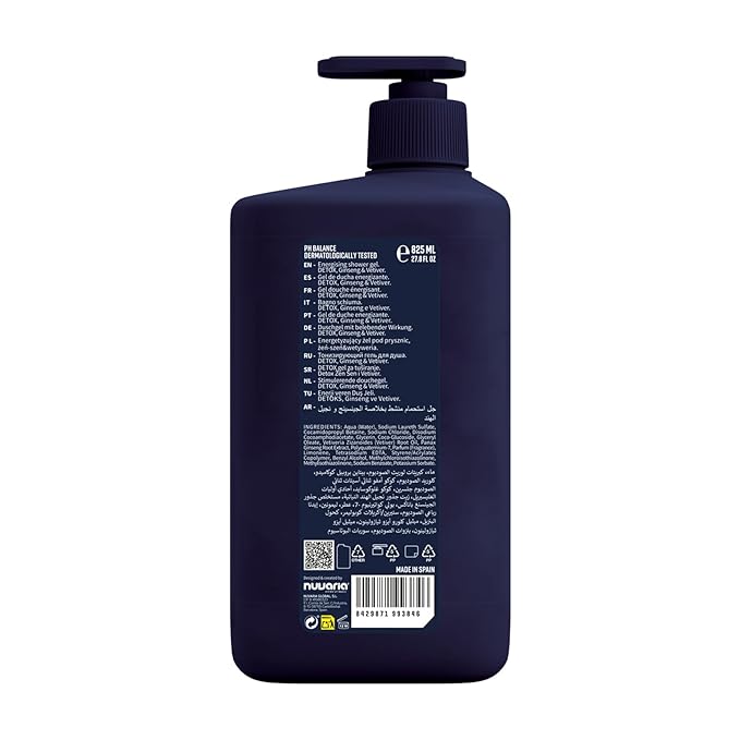 Dicora Urban Fit Shower Gel - Energizing Body Wash Men and Women - Invigorating Body Wash with Softness and Hydration - Ginseng and Vetiver - 27.8 oz