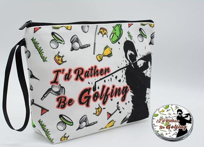 Personalized Golf Balls Makeup Bag set with Mirror for girls,Cosmetic bag for Golfers Players Coaches with10 pieces brush kit,golfers Gifts for Women Mom feamal Friends