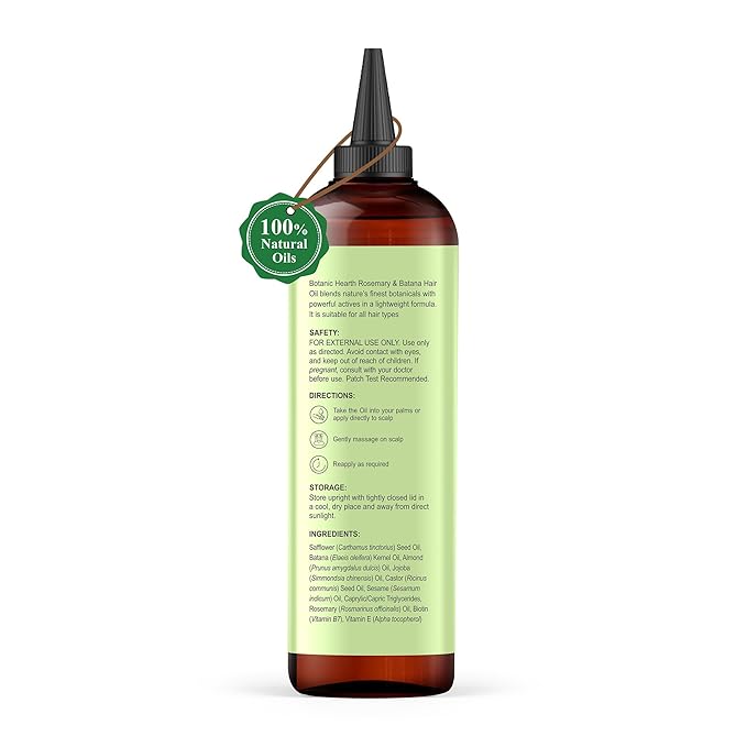 Botanic Hearth 100% Pure Rosemary Batana Oil For Hair Growth & Hair Treatment Oils 6.7 Fl Oz | Infused with coconut Oil | Hair Oil Repairs Dry Damaged Hair, Strengthening, Healthier | All Hair Types