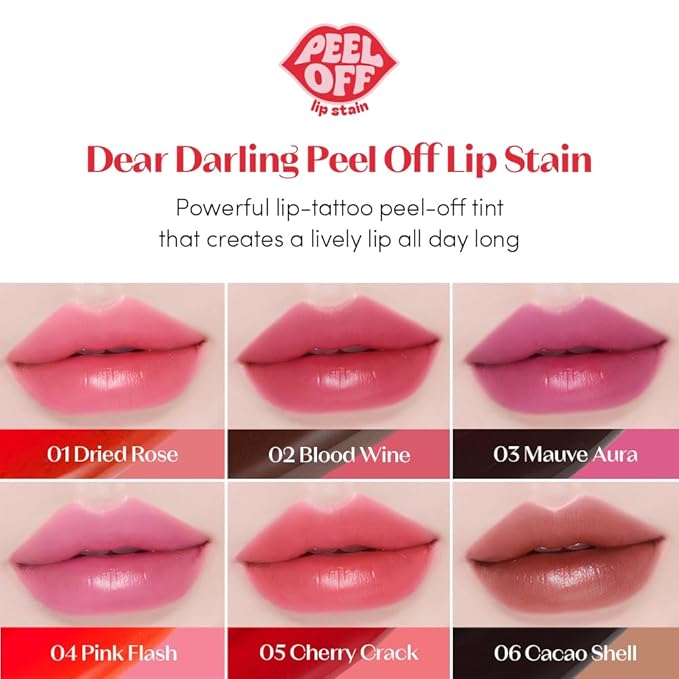 ETUDE Dear Darling Peel Off Lip Stain (Pink Flash) – Teen girl gifts, Hydrating Hydrogel Tint, Fruity scent, Long Lasting & Waterproof, High Pigment, Easy Peel Off, All‑Day Color Lip Tattoo