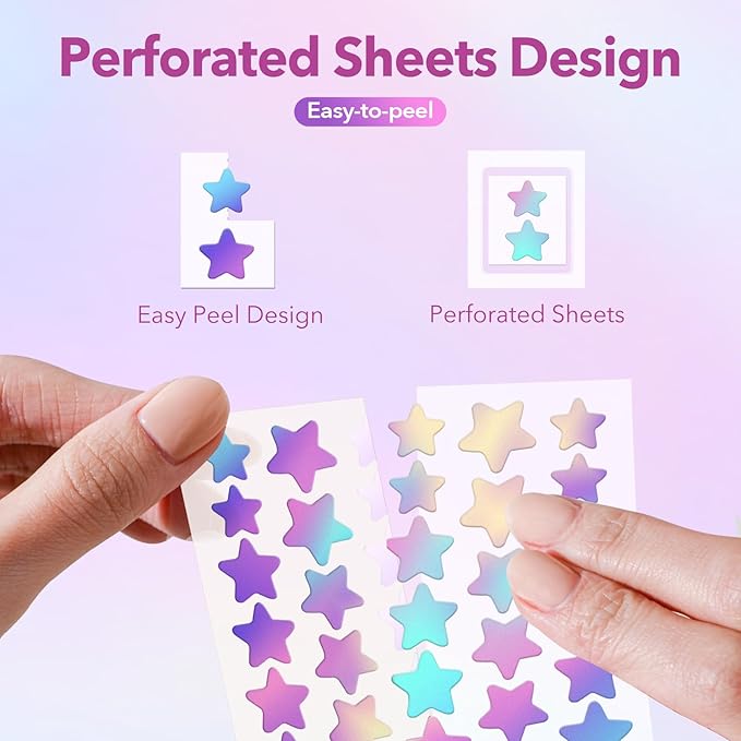 Pimple Patches for Face, Hydrocolloid Acne Patches, Cute Star Zit Covers for Face, Colorful Spot Stickers with Tea Tree, Salicylic Acid & Cica Oil| 3 Sizes (10mm, 12mm & 14mm) |280 Count