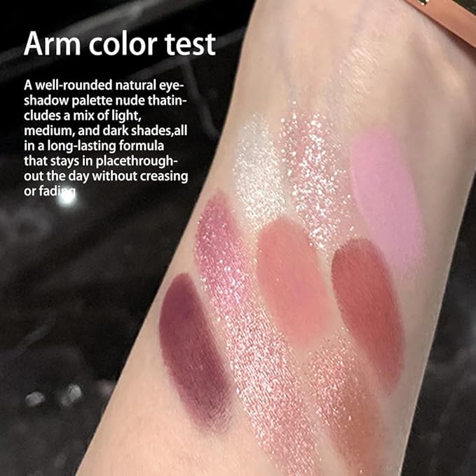 9 Colors Pink Eye Shadow Palettes,Nude Rose Gold Champagne Plum Eyeshadow Palette for Older Women,Natural Powde Eye Shadows Waterproof Long Lasting Naturing-Looking,Travel Size Makeup Pallete