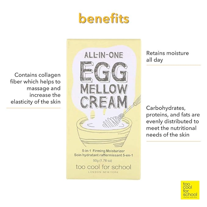 Too Cool for School All-in-One Egg Mellow Cream, 5-in-1 Firming Moisturizer, 1.76 oz