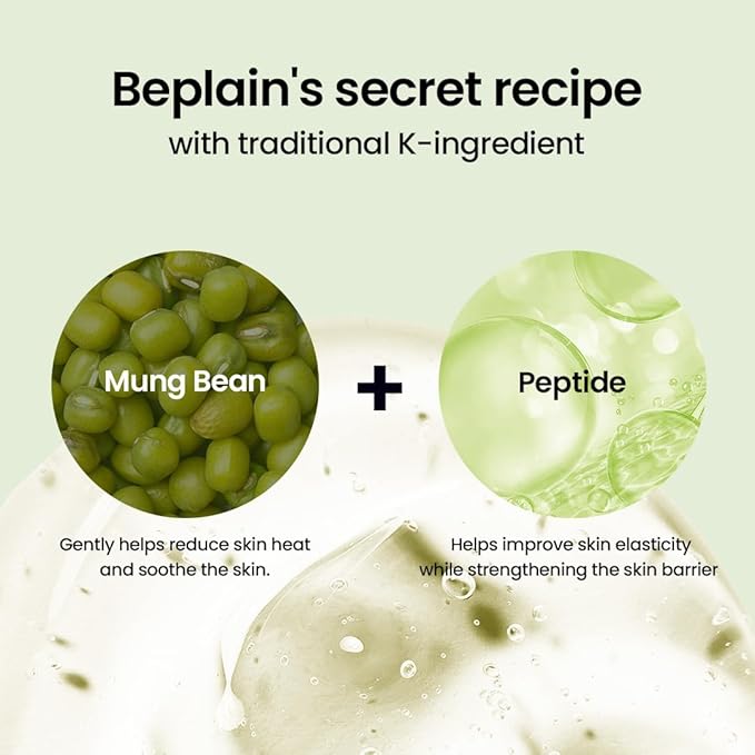 beplain Mung Bean Peptide Soothing Cream (2.02fl.oz/60ml) | Fragrance-Free | Facial Cream for Soothing, Hydrating | Suitable for Sensitive Skin | Korean Skincare