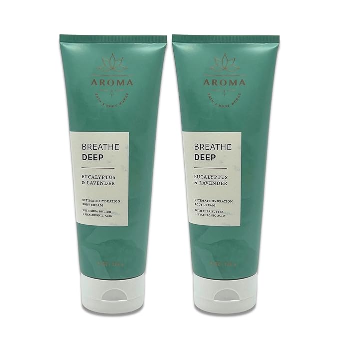 Bath & Body Works - Aromatherapy - Breathe Deep Eucalyptus & Lavender - Ultimate Hydration Body Cream - Pack of 2-8oz