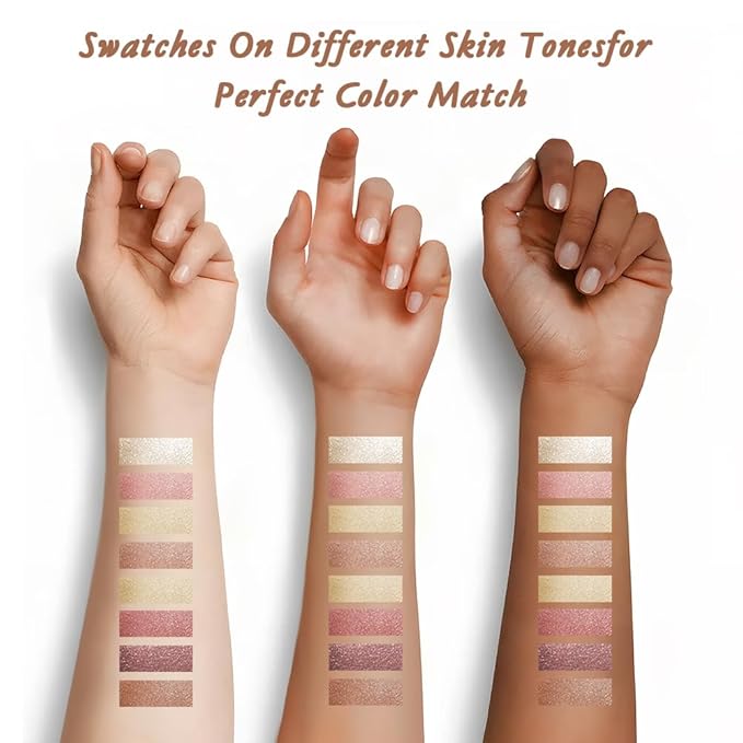 Baked Shimmer Makeup Palette, 8-Color Neutral Champagne Gold Eyeshadow & Highlight Palette – High Pigment Soft Glow, No Fallout, Long-Lasting Eye Makeup for Everyday Radiant Looks 2#