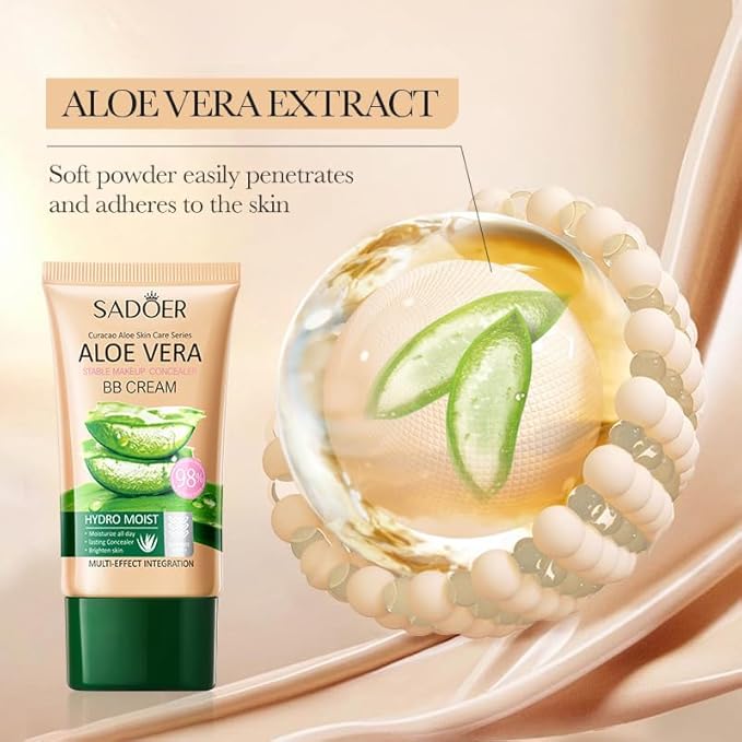 Moisturizing Lightweight BB Cream Concealer with Nourishing Aloe Vera Extract, Hydrating Color Correcting Tinted Moisturizer, Smooth Concealing BB Cream Makeup Foundation -Ivory white