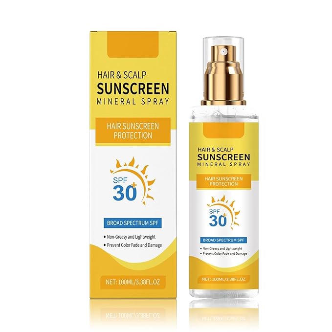 Hair & Scalp Sunscreen Spray SPF 30 Non-Greasy - UV Protection for Color-Treated Hair, Travel-Size Scalp Sunblock Prevents Fading & Dryness, Beach Pool Essential for All Hair Types 3.38oz (1)