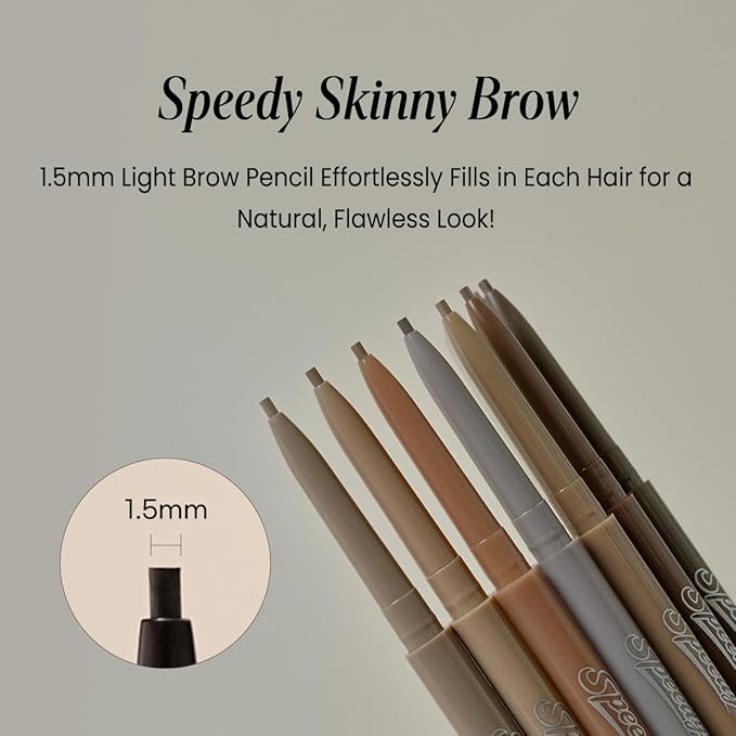 PERIPERA Speedy Skinny Brow (12 MILKY TAUPE),1.5mm Precise Eyebrow Pencil, Dual-Sided Fine Tip Shades, Define Fills Brow Make up, K Beauty, Korean Make-up