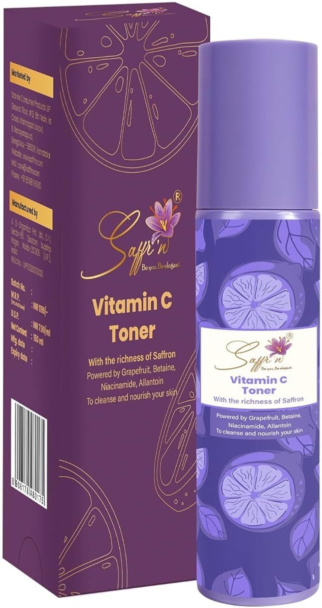 PRZX Vitamin C Face Toner with Niacinamide, Hyaluronic Acid & Saffron Extract – Refreshing Skin Hydration, 150ml