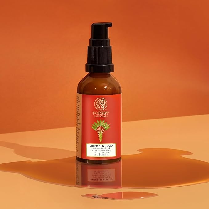Forest-Eseential's Sun Fluid SPF 50 Sunscreen, Coconut Water with Turmeric and Basil, Non-sticky, No White Cast, 50 ml