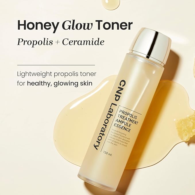 CNP Lip & Toner Set - Honey Lip Butter & Ceramide Essence Bundle | Propolis-Infused, Intense Hydration & Calming for Sensitive Skin | Korean Skincare