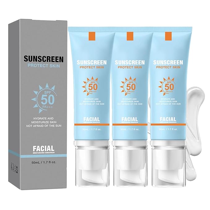 Clear Sunscreen For Face SPF50,Portable Universal Protector Solar,Travel Size Moisturizing Sunscreen for Sun Protection & Skin Care,Lightweight,Refreshing and Does Not Harm The Skin (Clear*3)