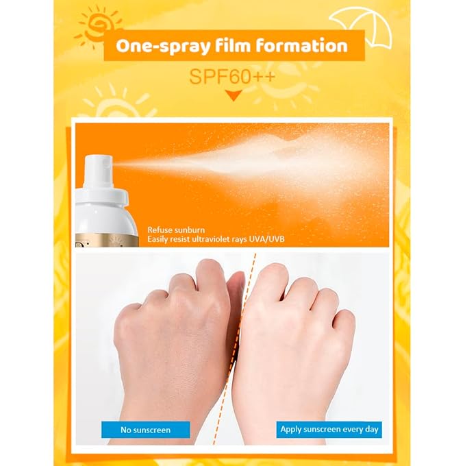 DISAAR BEAUTY Sunscreen Spray SPF60 24K Gold Nicotinamide Sunblock Spray Face Sun Protect Anti-Aging Facial Body Care 160ml 5.41fl.oz