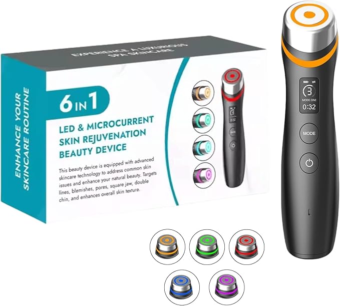 Pro Anti-Wrinkle Device| 6-in-1 Real Glass Glow Beauty Massager with 5 Modes | Looking Glass Skin | Korean Skin Care Enhanced Absorption, Elasticity,Facial Neck Lifting, Firming and Pore Care
