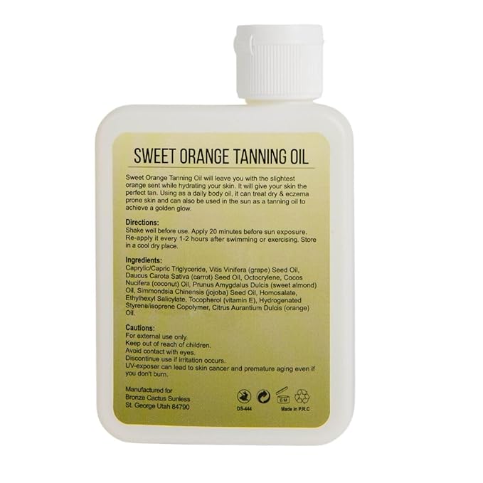 Sweet Orange Tanning Oil SPF 15 – Radiant, Hydrating Sun Oil | Vegan, Dermatologist Tested | Broad Spectrum UVA/UVB Defense | Vitamin E & Natural Seed Oils for Smooth Skin Glow 3.4fl.oz