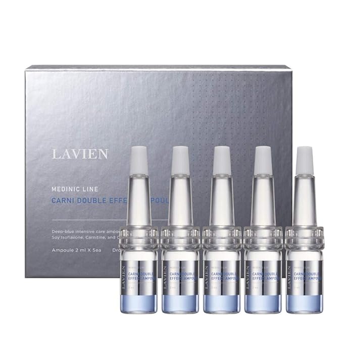 Lavien Medinic Line Carni Double Effect Ampoule - Concentrated Serum, Soy Isoflavone & Carnitine - Skin Protection, Damage Repair, Hydration - 2 ml-5 Bottle