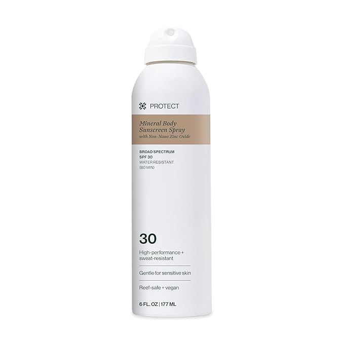 Dermasport Reef Safe Mineral Sunscreen Spray SPF 30, Athlete-Tested Zinc Oxide Body Spray Sunscreen, Water & Sweat Resistant 80 Min, 6 Fl Oz