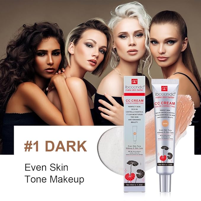 Color Correcting CC Cream，Moisturizing Facial Concealer Sunscreen Full-Coverage Hydrating CC Cream Foundation，Centella Asiatica Primer Concealer Sunscreen SPF 25