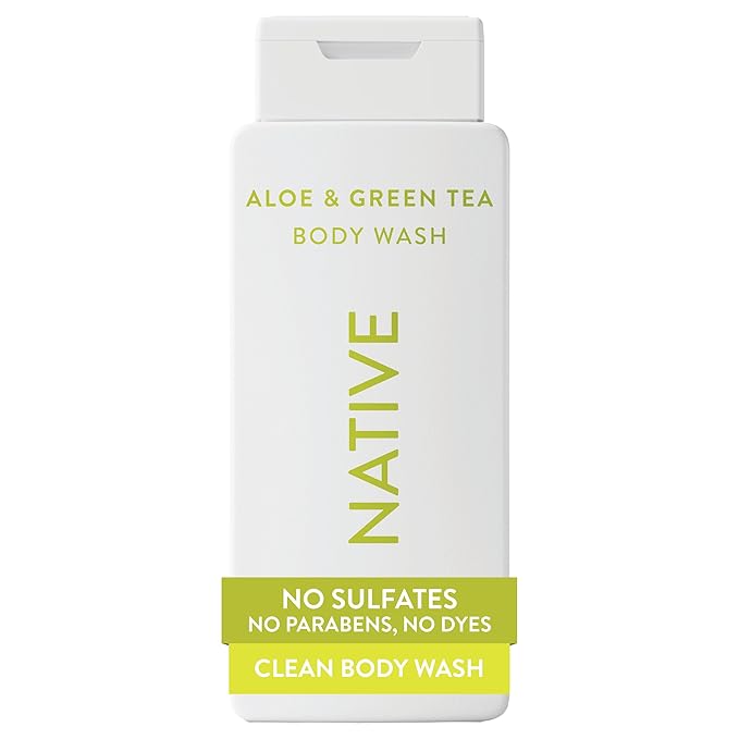 Native Body Wash Contains Naturally Derived Ingredients | For Women & Men, Sulfate, Paraben, & Dye Free Leaving Skin Soft and Hydrated |Aloe & Green Tea 18 oz