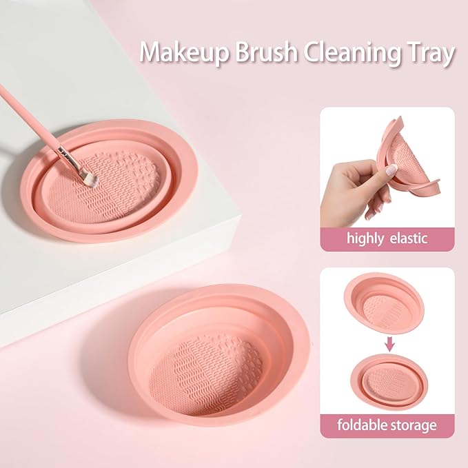Makeup Brush Set for Foundation Concealer Eyeshadow and Travel, Include Make Up Brush, Sponge, 51PCS Pink