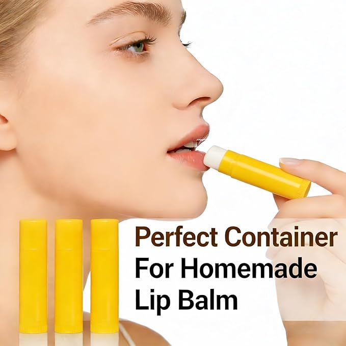 Value Pack of 100 Packs 5ml Empty Lip Balm Tubes, Leak-Proof Twist-Up Refillable Lipstick Containers for DIY Lip Balm，Lipstick, Lip Care Solid Perfume, Cosmetic Filling (Yellow)
