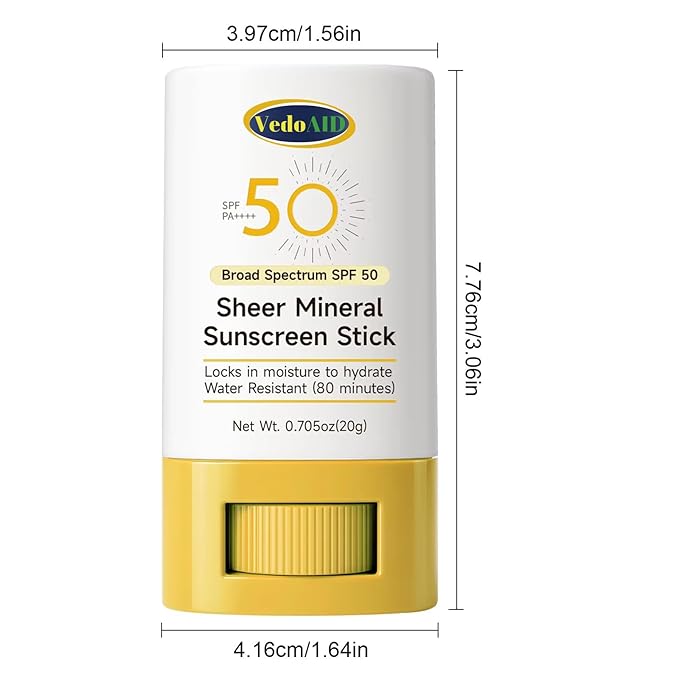 Sheer Mineral Sunscreen Stick, SPF 50 Broad Spectrum, Water Resistant, Hydrating with Vitamin E, Zinc Oxide, 0.705 oz (3pc (Sheer Mineral))