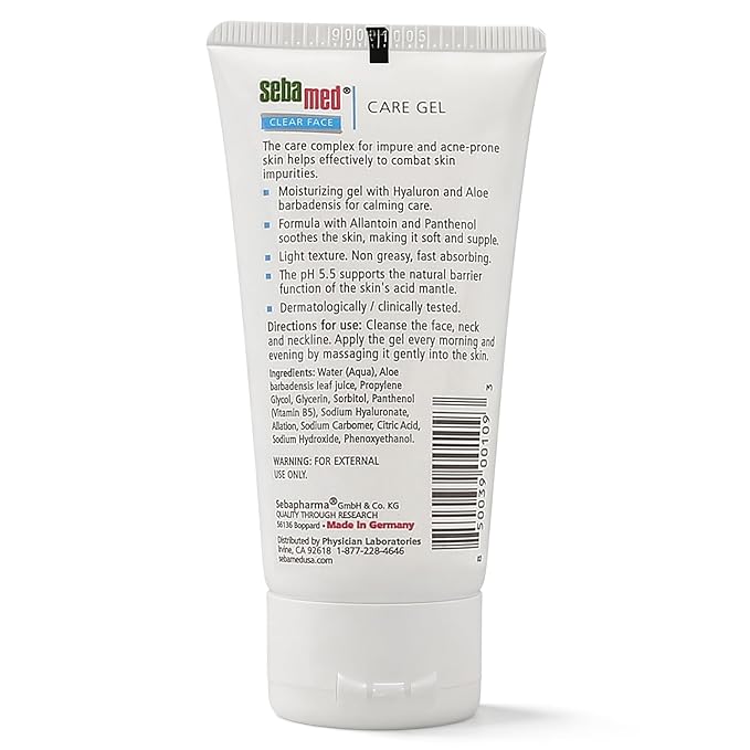 SEBAMED Clear Face Care Gel (50mL) with Aloe Vera and Hyaluronic Acid for Impure and Acne Prone Skin - Made in Germany
