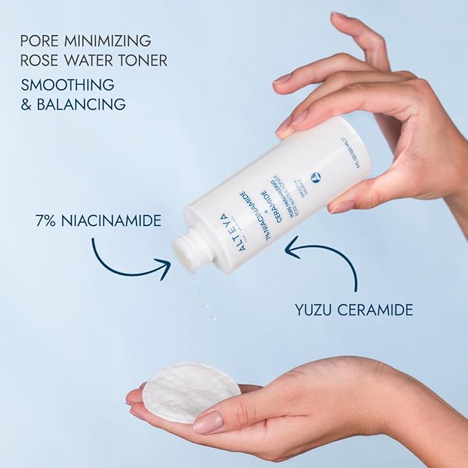 Alteya Organics Pore Minimizing Rose Water Toner (7% Niacinamide + Ceramide) - 4 Fl Oz/120mL