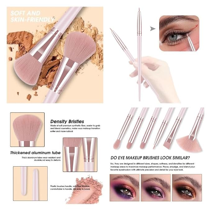 HGHDBT 72Pcs Pink Makeup Brushes Set Professional with Case Premium Synthetic for Foundation Concealer Blush Eyeshadow Powder Contour Makeup Brush Kit Face Eye Make up Brushes & Tools