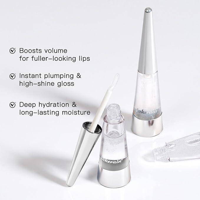 Instant Plumping & High-Shine Gloss Plumping Lip Oil - Ultra-Hydrating & Nourishing, Glossy Finish Lip Glow Oil, Instant Volumizing Effect, Smooth, Soft, Juicy Lips (#3 Crystal)