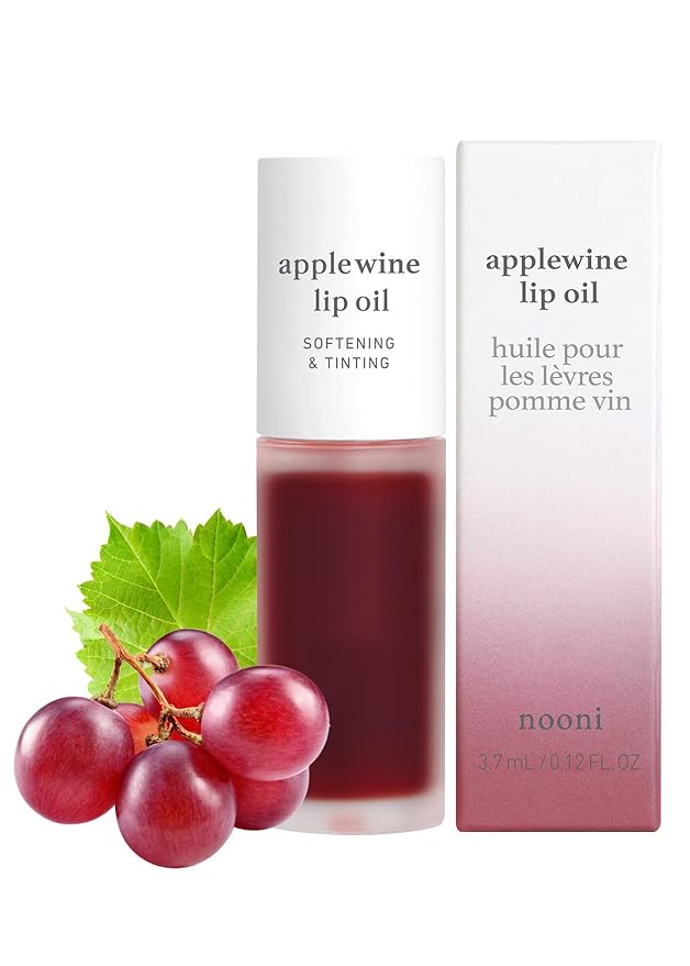NOONI Korean Vegan Lip Oil - Applewine, 0.12 Fl. Oz. + Korean Lip Oil - Applefig, 0.12 Fl. Oz. Bundle