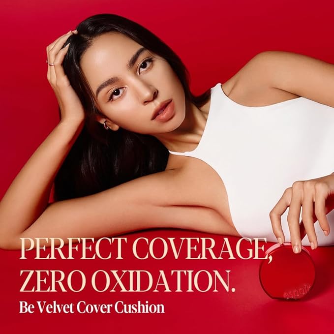 Espoir Be Velvet Cushion Foundation #43 Cardamom | Quick and Easy Coverage with Long-lasting Color by Zero Oxidation, Velvety Smooth Finish & Lightweight Formula, Vegan, Korean Makeup, 0.46 oz