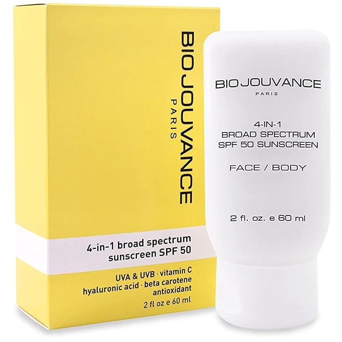 4 In 1 Sunscreen 2oz(60ml) | SPF50 Sunblock + Moisturizer + Anti-Aging + Antioxidant | Face&Body Sensitive Skin | Made in France
