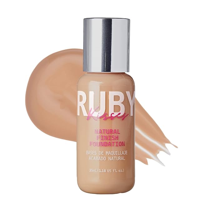 Ruby Kisses Liquid Foundation Medium Coverage, Lightweight, Natural Finish, Face Makeup for All Skin Type, Korean Makeup (Buff Beige)