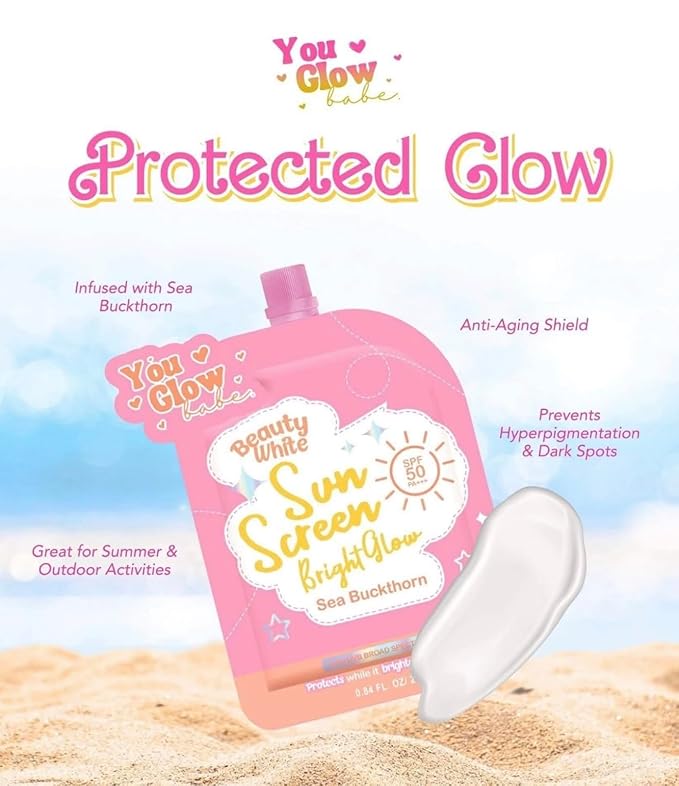 You Glow Babe Beauty White Sunscreen Bright Glow with Sea Buckthorn SPF 50 PA+++ (Twin Pack 25g)