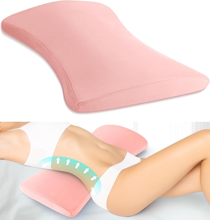 Lumbar Support Pillow for Bed: Memory Foam Lower Back Pain Relief Pillow for Sleeping, Ergonomic Waist Pillow for Side & Back Sleepers, Sciatica & Hip Pain Relief with Wedge Body Positioner Covers