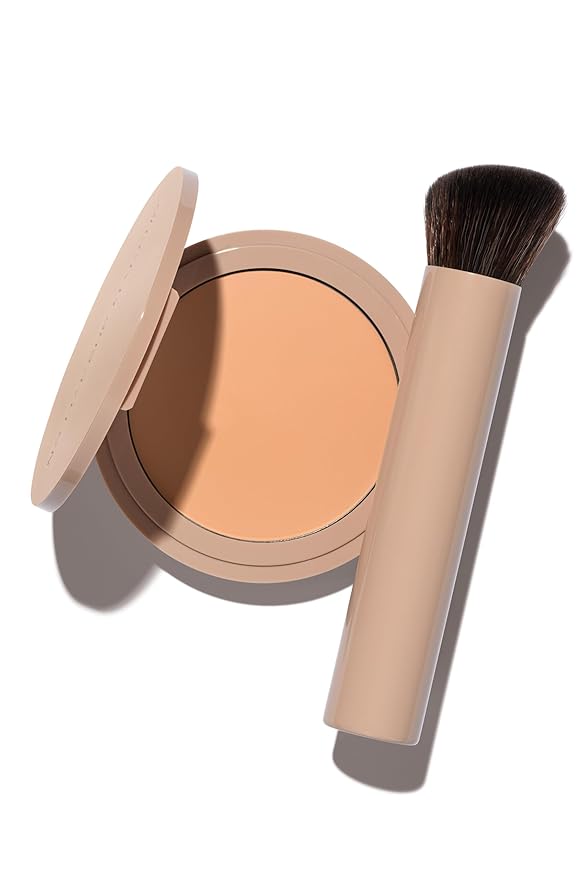 No Makeup Makeup Foundation + Brush Duo, Cream-Balm Formula Conceals, Corrects and Camouflages with Skin-Tone Adaptive Flexshade Technology, Buildable, Long-Lasting, Cruelty-Free, Vegan, Light