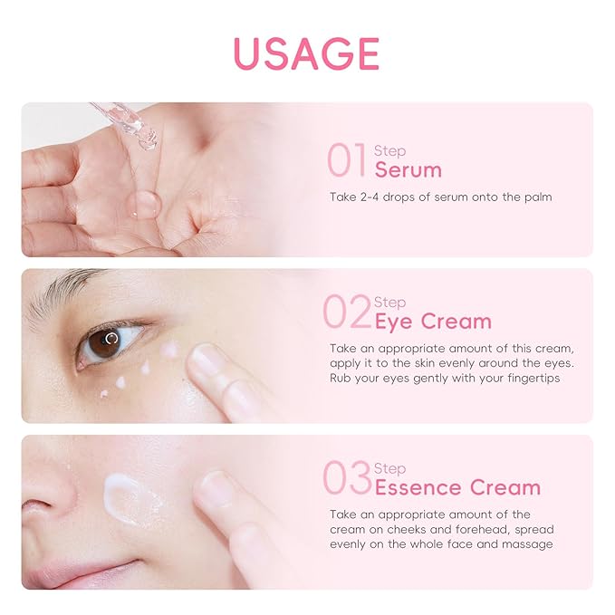 Skin Care Sets for Teenage Girls, Sakura Skin Care Sets & Kits Women Beauty Gift Set with Cleanser, Mud Mask, Toner, Serum, Eye Cream, Facial Cream, and Sunscreen, Birthday Gift for Women and Girls