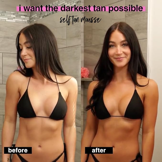 b.tan Ultra Dark Self Tanner Mousse | I Want The Darkest Tan Possible - Fast, 1 Hour Express Sunless Tanning Foam, Golden Bronzing Glow, Face & Body, No Fake Tan Smell, Vegan, Cruelty Free, 6.7 Fl Oz
