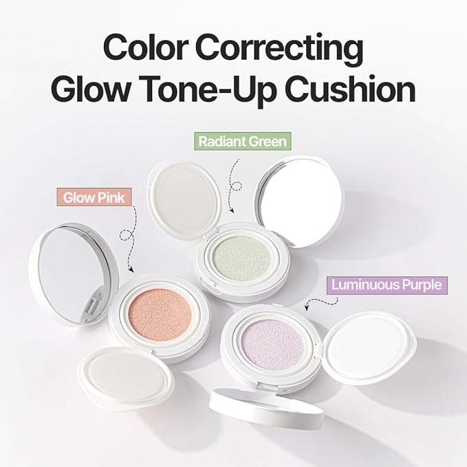 Farmstay Luminous Purple Tone Up Cushion –Tinted Korean Makeup Base for Radiant and Even-Looking Skin – Lightweight, Moisture-Rich Compact – 0.52 oz.