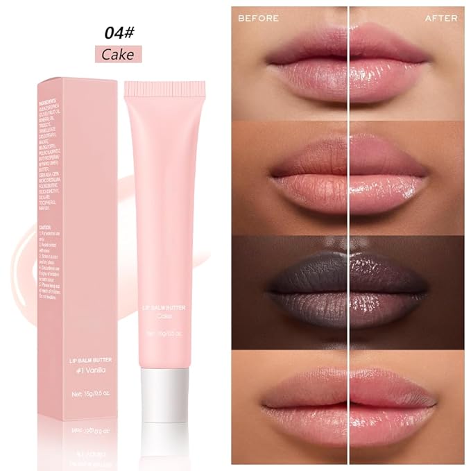 Summer Lip Butter Lip Balm, Ultra-Hydrating Natural Vegan Lip Balm, Sheer-Tinted Shine & Hydration, Soothes & Softens Dry Lips Skincare, Bálsamo labial hidratante #4 Cake