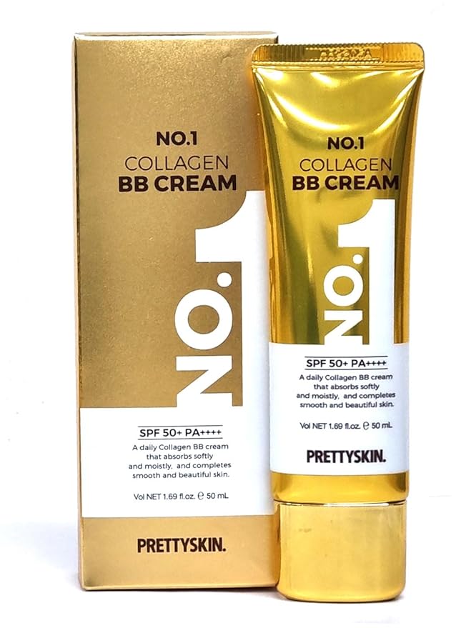 PRETTYSKIN Collagen BB Cream – Hydrating Korean Makeup Base for Natural Glow & Smooth Appearance – Lightweight Daily Face Tint with Hydrolyzed Collagen & Botanical Extracts (1.69 fl.oz.)