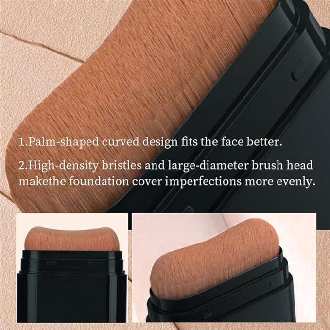 Concealer Foundation Stick, Dual-Ended Eraser Foundation Stick Conceal & Highlight, With Built-In Brush, for All Skin Types (WHEAT)