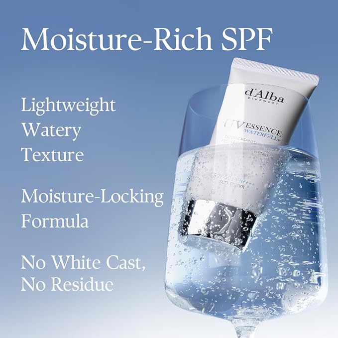 d'Alba Piedmont [ORIGINAL] UV Essence Sunscreen for Face SPF 50+ Face Moisturizer Korean Ultra Violet Protection White Truffle Sun Cream Hydrate Skin and Decrease Wrinkles