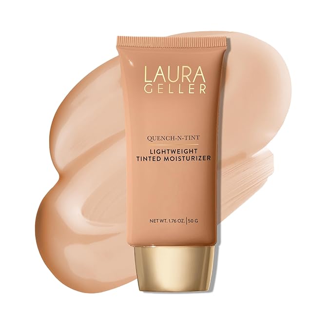 LAURA GELLER NEW YORK Quench-n-Tint Tinted Moisturizer - Sheer to Light Buildable Coverage - Natural Glow Finish - Lightweight Formula with Hyaluronic Acid, 03 Light/Medium