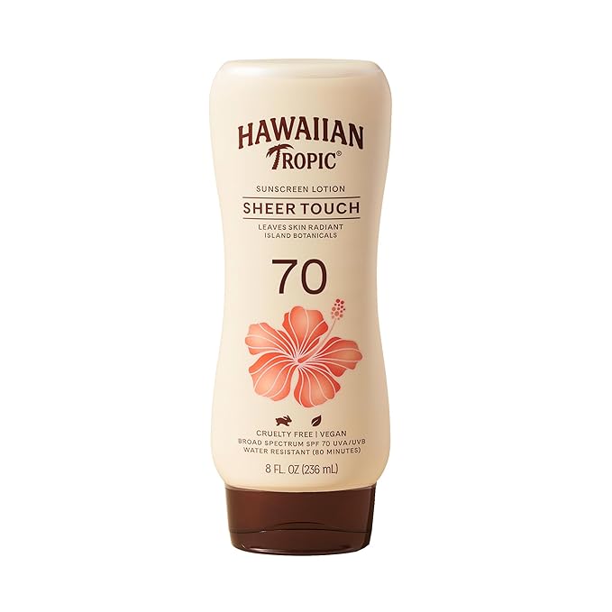Hawaiian Tropic Sheer Touch Lotion Sunscreen SPF 70,8 Fl Oz | Broad Spectrum,Oxybenzone Free,Sunblock Lotion,Hawaiian Tropic Sunscreen SPF 70,8 Fl Oz,(Pack of 12)