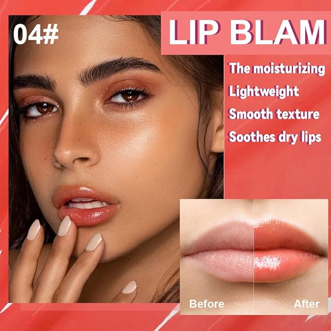 Summer Lip Butter Lip Balm Glow Reviver Lip Gloss, Melting Lip Serum, Ultra-Hydrating Natural Vegan Lip Balm, Sheer-Tinted Shine & Hydration, Soothes & Softens Dry Lips (Red)