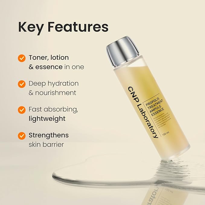 CNP Lip & Toner Set - Honey Lip Butter & Ceramide Essence Bundle | Propolis-Infused, Intense Hydration & Calming for Sensitive Skin | Korean Skincare