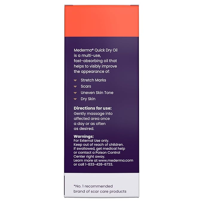 Mederma Quick Dry Oil - Scar and Stretch Mark Treatment, Improves Appearance with Natural Botanical Extracts, Paraben-Free, Fast-Absorbing, Hydrates Dry Skin, Reduces Uneven Skin Tone, 2.02 Oz (60ml)